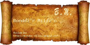 Bondár Milán névjegykártya