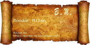 Bondár Milán névjegykártya