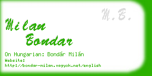 milan bondar business card