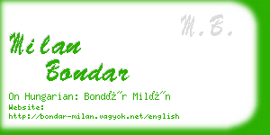 milan bondar business card